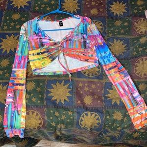 SHEIN polyester crop top long sleep rave/party shirt